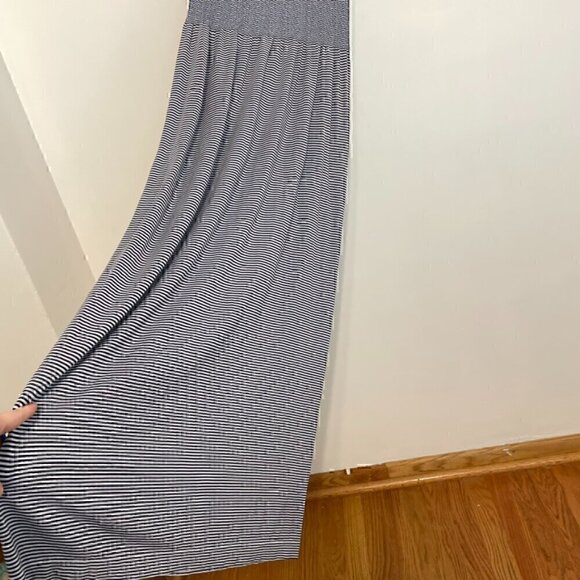 NEW NWT LARK + GREY Navy Blue White Striped Sleeveless Midi Fit Flare Tank Dress - Picture 9 of 15